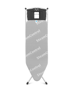 Brabantia Strijkplank C 124 x 45 cm - Met ergonomische strijkijzer-/stoomunithouder Metallic Grey 25 - Steam Control Aquabowl