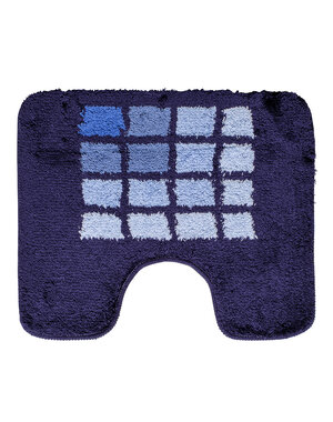 Wicotex Toiletmat blauwe rand blauw geblokt 50x60cm