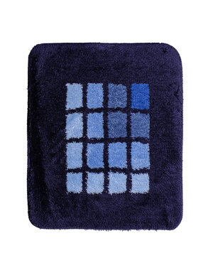 Wicotex Bidetmat blauwe rand blauw geblokt 50x60cm