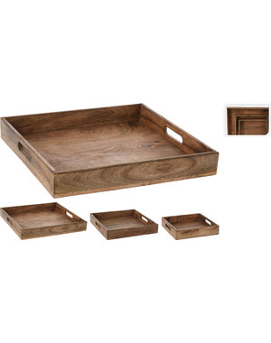  Dienbladen mangohout set 3 dlg