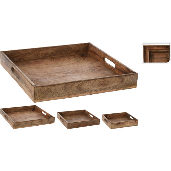 Dienbladen mangohout set 3 dlg