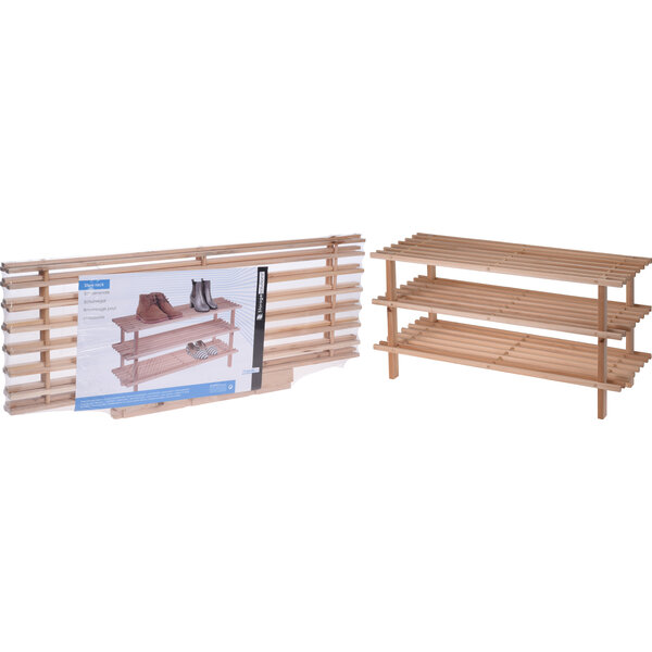 Storage Solutions Schoenenrek Hout 3 laags 77x26x40cm