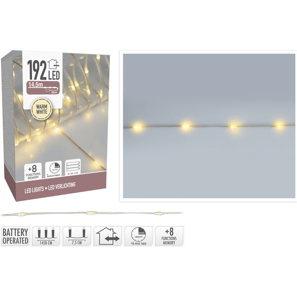 Led verlichting 14,5m batterijen warm wit