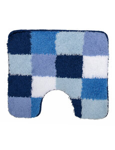 Wicotex Toiletmat blauw geblokt 50x60cm