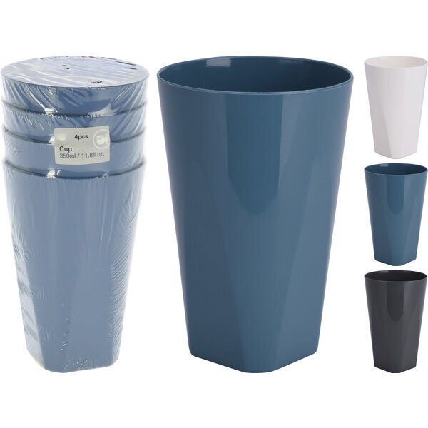 Beker 350 ml set/4 3 assorti