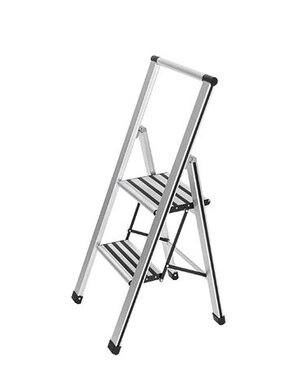 Wenko Trapladder aluminium 2 tredes zilver