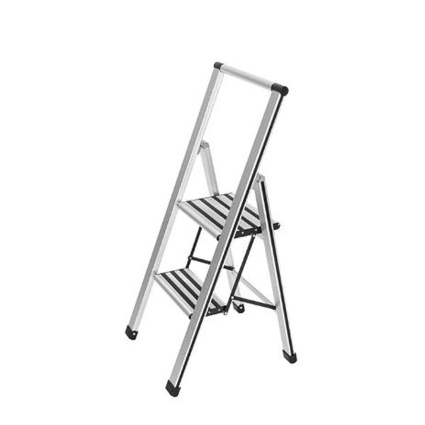 Wenko Trapladder aluminium 2 tredes zilver