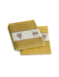 DDDDD Set keuken- en theedoek Bijen okergeel