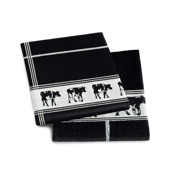 DDDDD Set keuken- en theedoek Koe zwart/wit