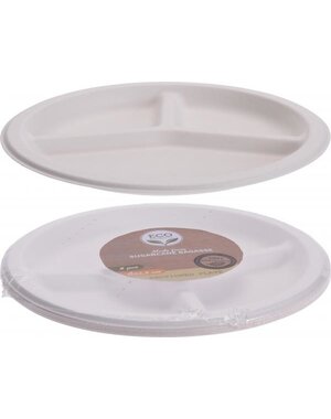  Verdeelbord/drievaksbord Bagasse 23cm set 8stuks