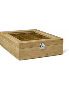 Bredemeijer Theedoos 9 vakken met venster bamboe