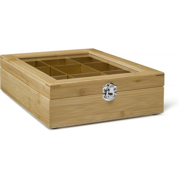 Bredemeijer Theedoos 9 vakken met venster bamboe