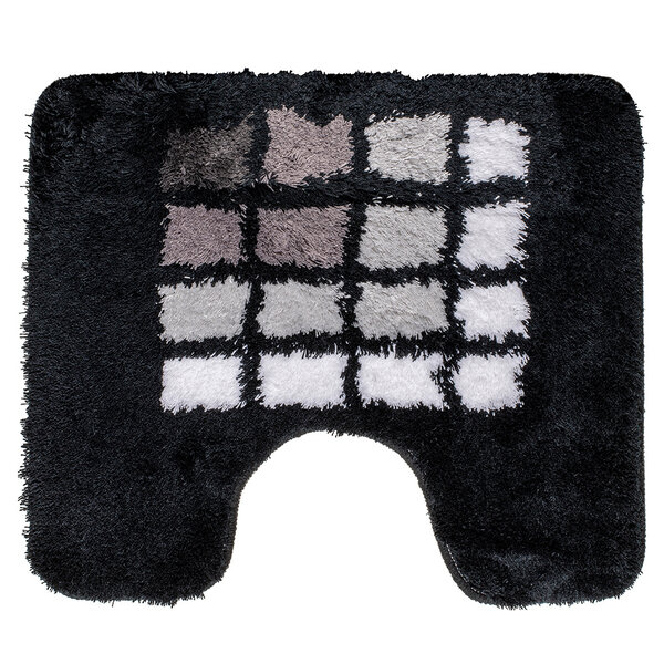 Wicotex Toiletmat zwarte rand wit geblokt 50x60cm