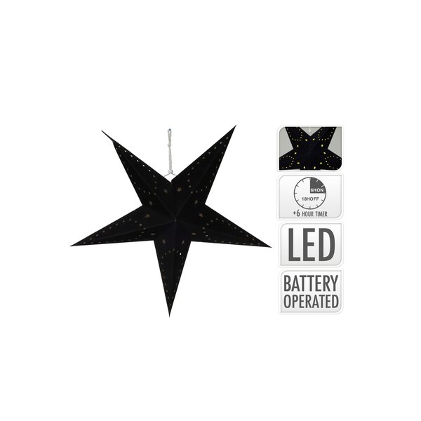 Kerstster papier met LED lampjes zwart