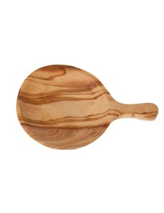 Cosy & Trendy Hapjesplankje rond met steel 10x6x1cm olijfhout