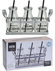 Excellent Houseware Drinkglazen met rietje set 3 stuks