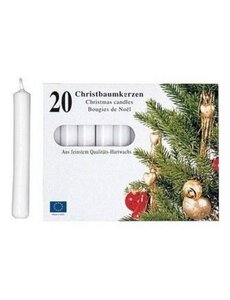Kerstboomkaarsjes wit 20 stuks in doos