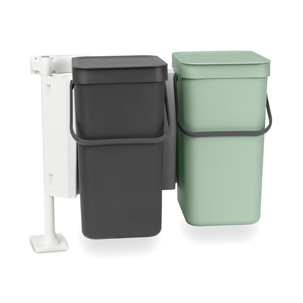 Brabantia Afvalemmer Sort & Go 2 x 12 liter Jade Green & Dark Grey