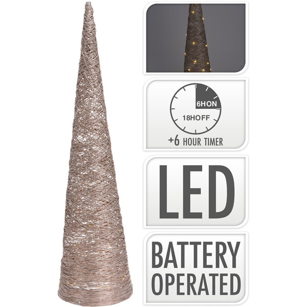 Home & Styling Cone rotan met 40LED 80cm goud