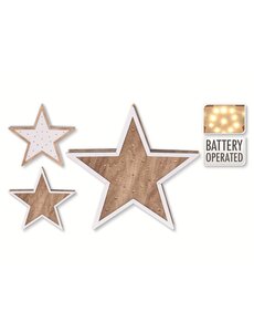  Ster Hout 21Led 31cm 2Ass