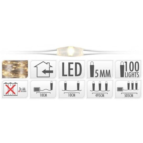 Kerstverlichting zilverdraad 100 LED