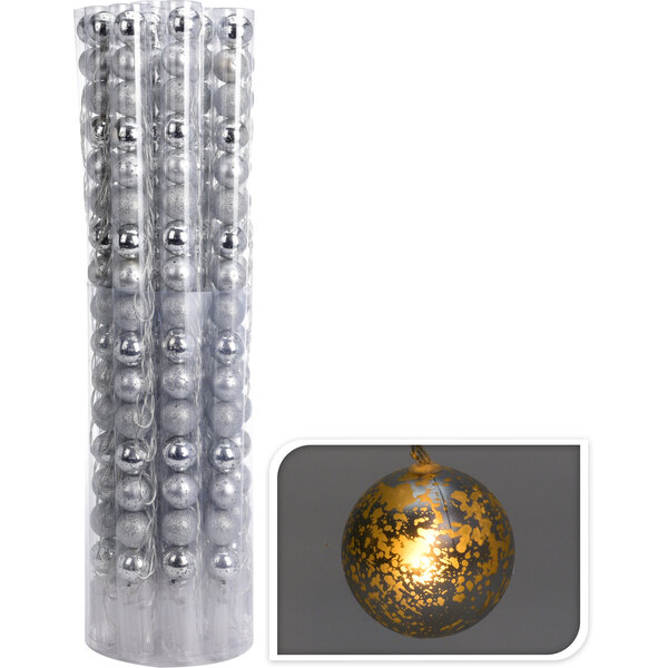 Kerstballen LED zilver 16 stuks in koker