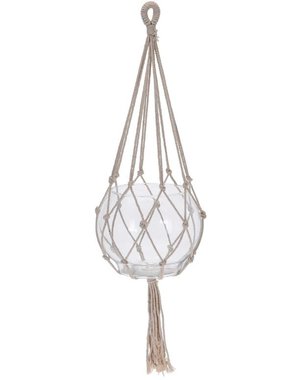 Home & Styling Macrame bloempot glas