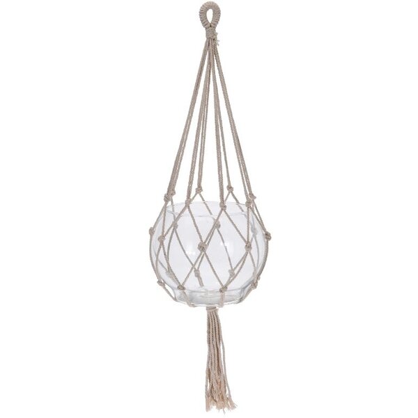 Home & Styling Macrame bloempot glas