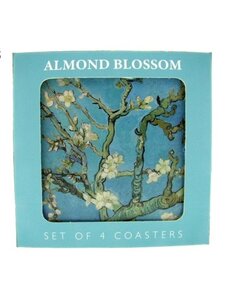 Geharo Onderzetters kurk Van Gogh Almond Blossom set van 4