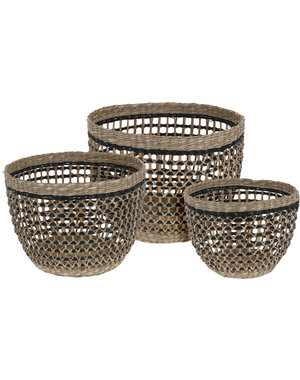 Home & Styling Mand rond zeegras set 3 stuks