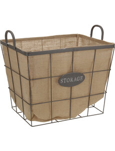 Home & Styling Mand draad met textiel voering 42X32X32cm