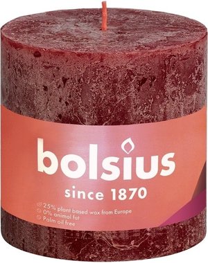 Bolsius Stompkaars rustiek velvet red 10x10cm