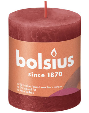 Bolsius Stompkaars Rustiek delicate red 80/68