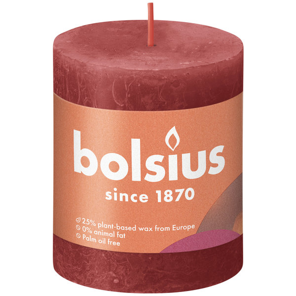 Bolsius Stompkaars Rustiek delicate red 80/68