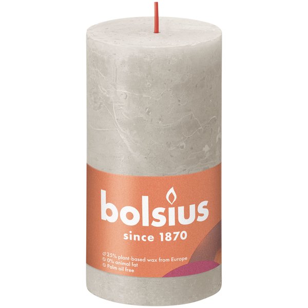 Bolsius Stompkaars Rustiek sandy grey 130/68