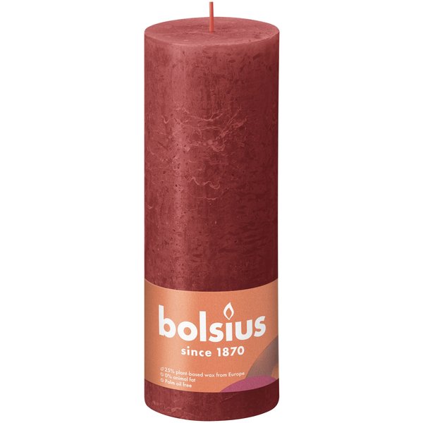 Bolsius Stompkaars Rustiek delicate red 190/68