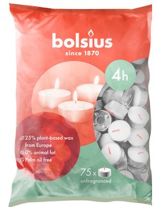 Bolsius Theelichten 75 stuks 4 uur wit