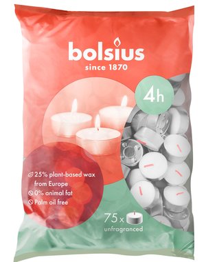 Bolsius Theelichten 75 stuks 4 uur wit