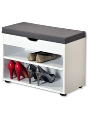 Kesper houtlook schoenenkast/schoenenrek bankje - 29 x 48 x 51 cm - met zitkussen - warenhuis Kesper houtlook schoenenkast/schoenenrek bankje - 29 x 48 x 51 cm - met zitkussen - warenhuis