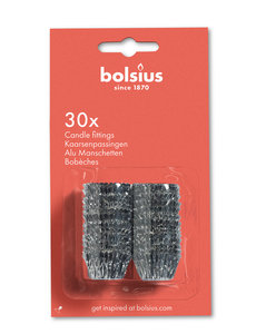 Bolsius Kaarsenpassingen 30 stuks zilver