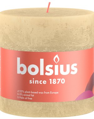 Bolsius Stompkaars rustiek oat beige 10x10cm