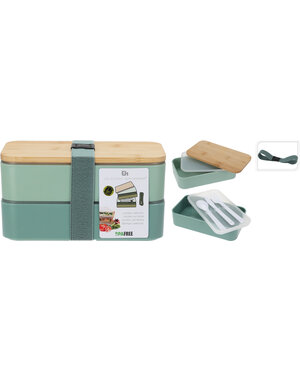 Excellent Houseware Lunchbox 2-laags kunststof met bamboe