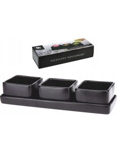 Excellent Houseware Snackschaal set van 3 stuks zwart