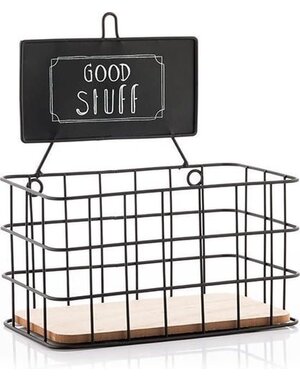  Opbergmand wandrek zwart metaal Good Stuff