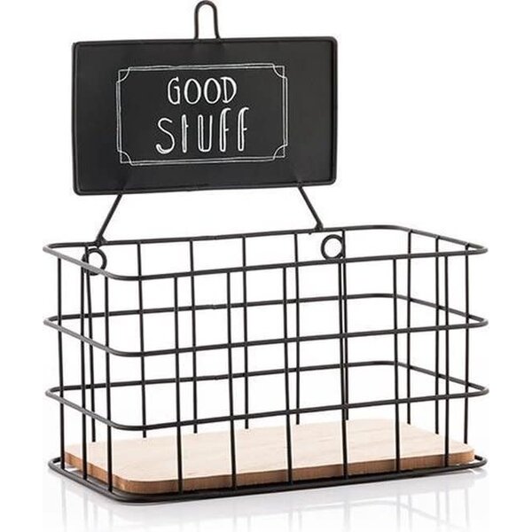 Opbergmand wandrek zwart metaal Good Stuff