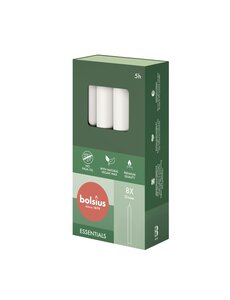 Bolsius Dinerkaarsen 8 stuks cloudy white 5 branduren