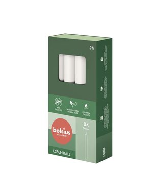 Bolsius Dinerkaarsen 8 stuks cloudy white 5 branduren