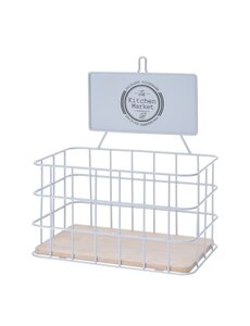  Opbergmand wandrek wit metaal Kitchen Market