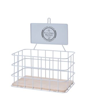  Opbergmand wandrek wit metaal Kitchen Market