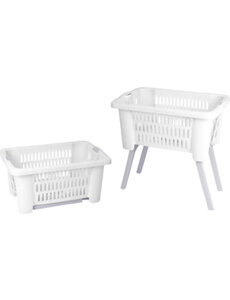 Excellent Houseware Wasmand met poten 60x40x60cm wit